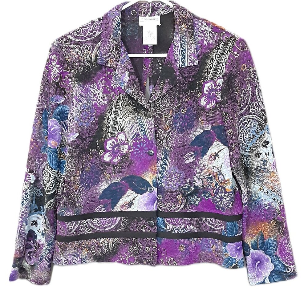 K & Company Woman's Jacket Size 16, Designer Split Back Art to Wear V-Neck